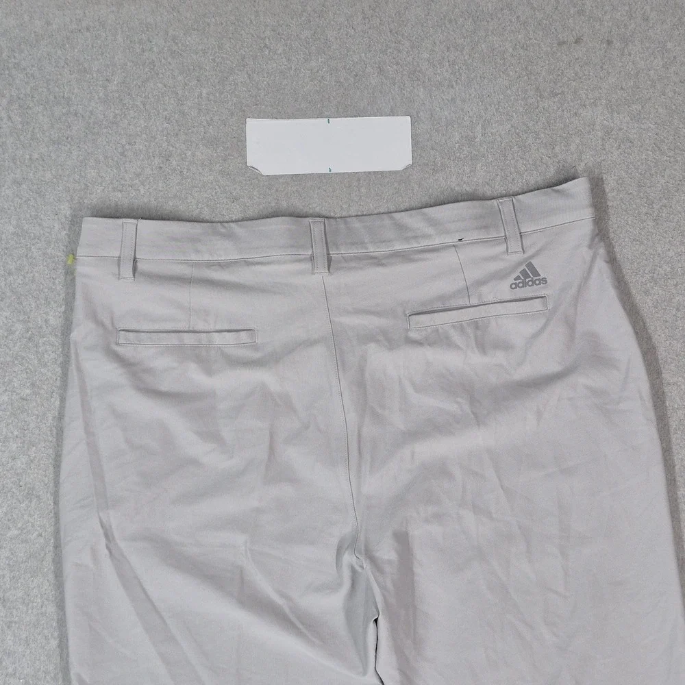 Adidas Men Pants 36X30 Light Gray Chino Golf Nylon Straight Pockets 27
